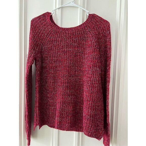 Faded glory red and white specked chunky loose knit sweater M - Picture 1 of 5